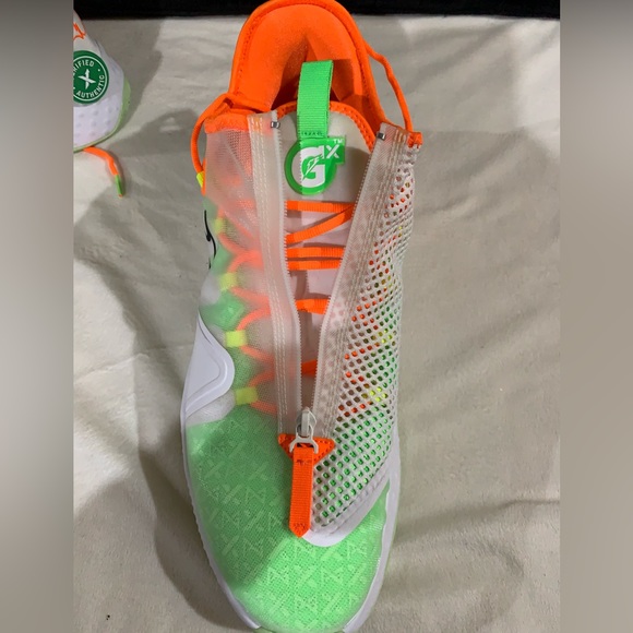 Nike Paul George IV Gatorade Sneakers, White, Orange, and Green! main image 11